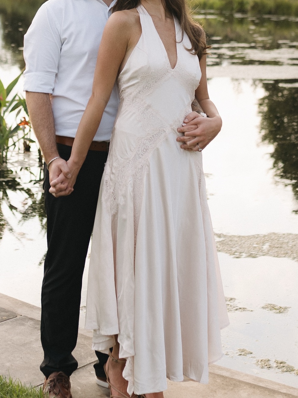 Altar'd State Cream Halter V-Neck Maxi Dress